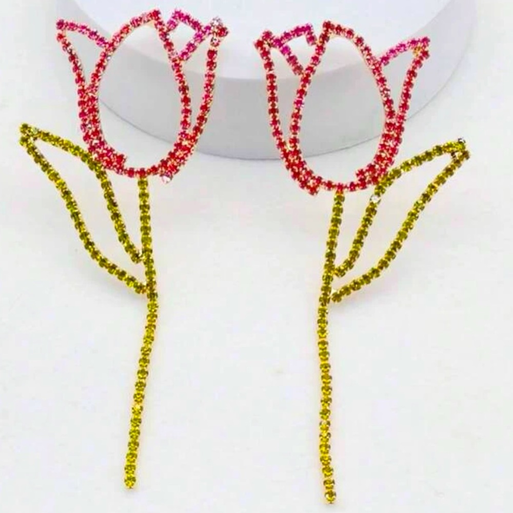 Gemstone Flower Earrings